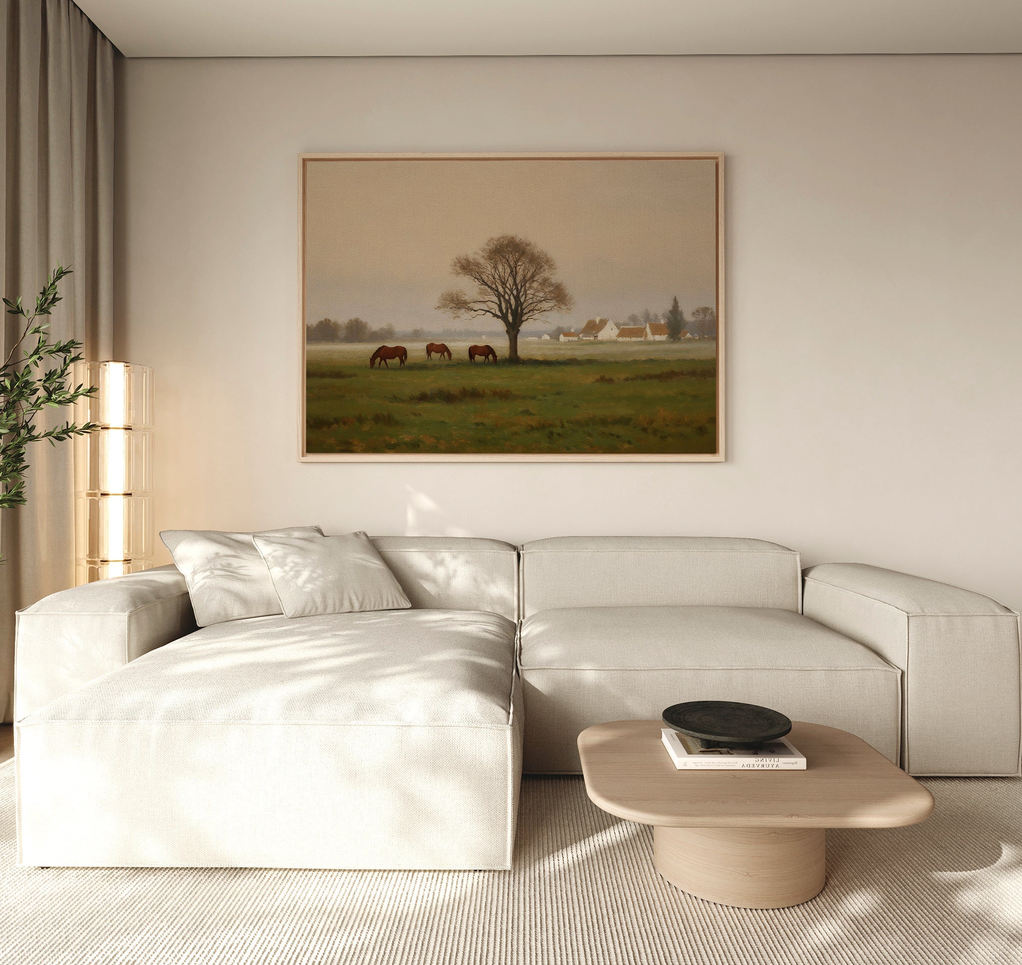 Where the Horses Wander – neutral-toned vintage canvas wall art print by Aspire Prints