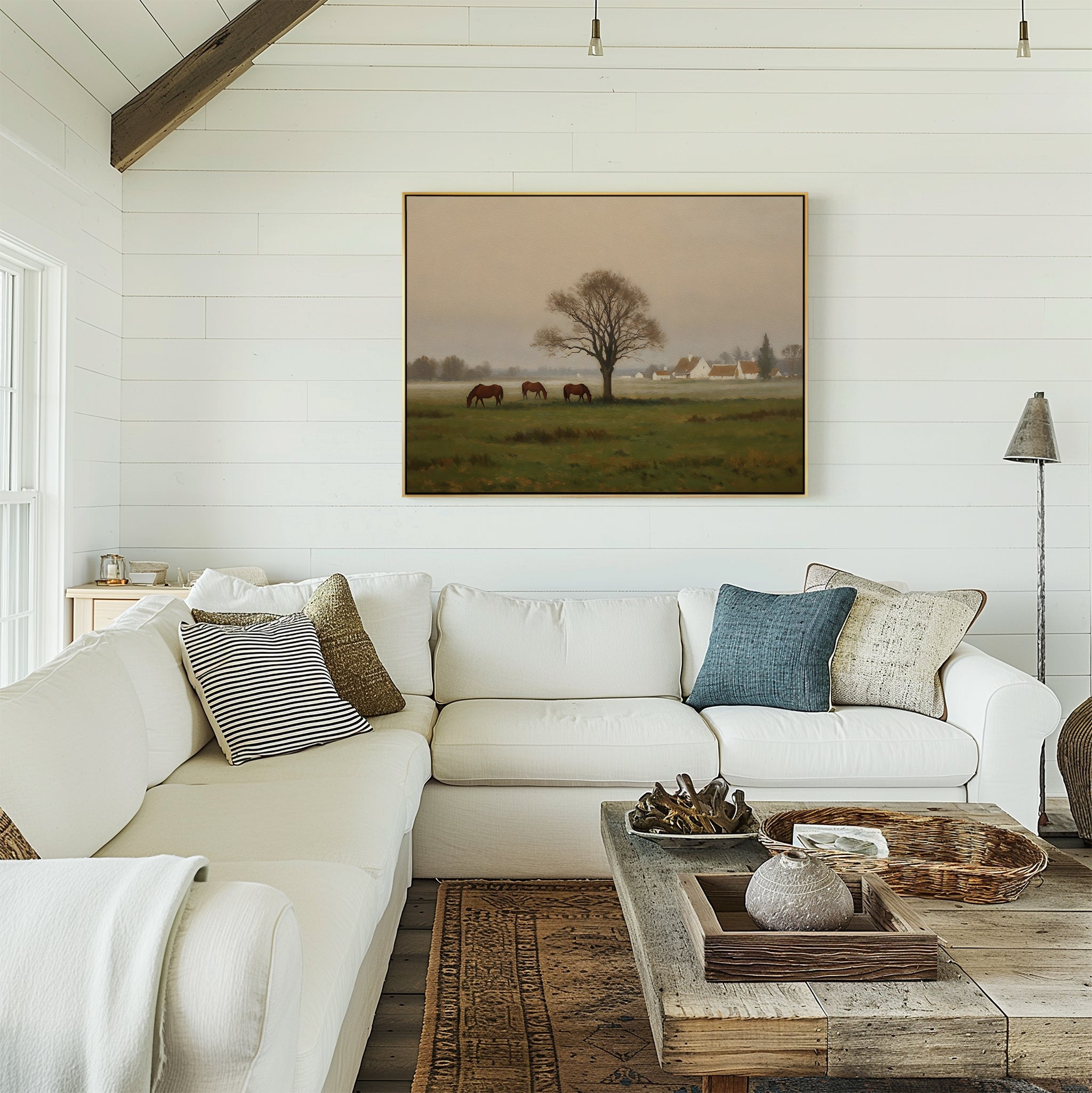 Where the Horses Wander – neutral-toned vintage canvas wall art print by Aspire Prints