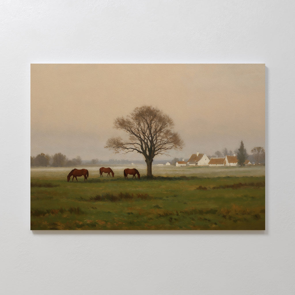 Where the Horses Wander – neutral-toned vintage canvas wall art print by Aspire Prints