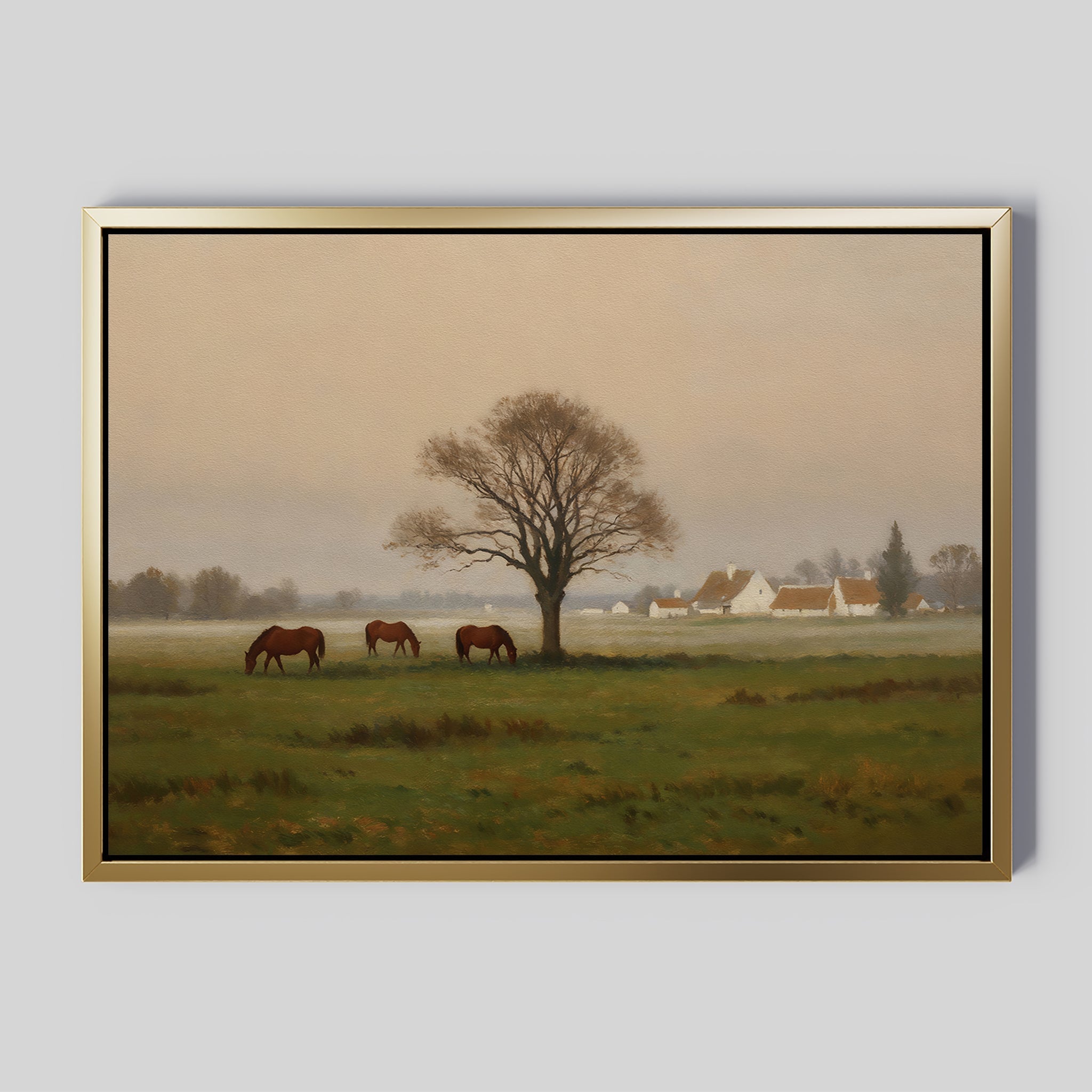 Where the Horses Wander – neutral-toned vintage canvas wall art print by Aspire Prints