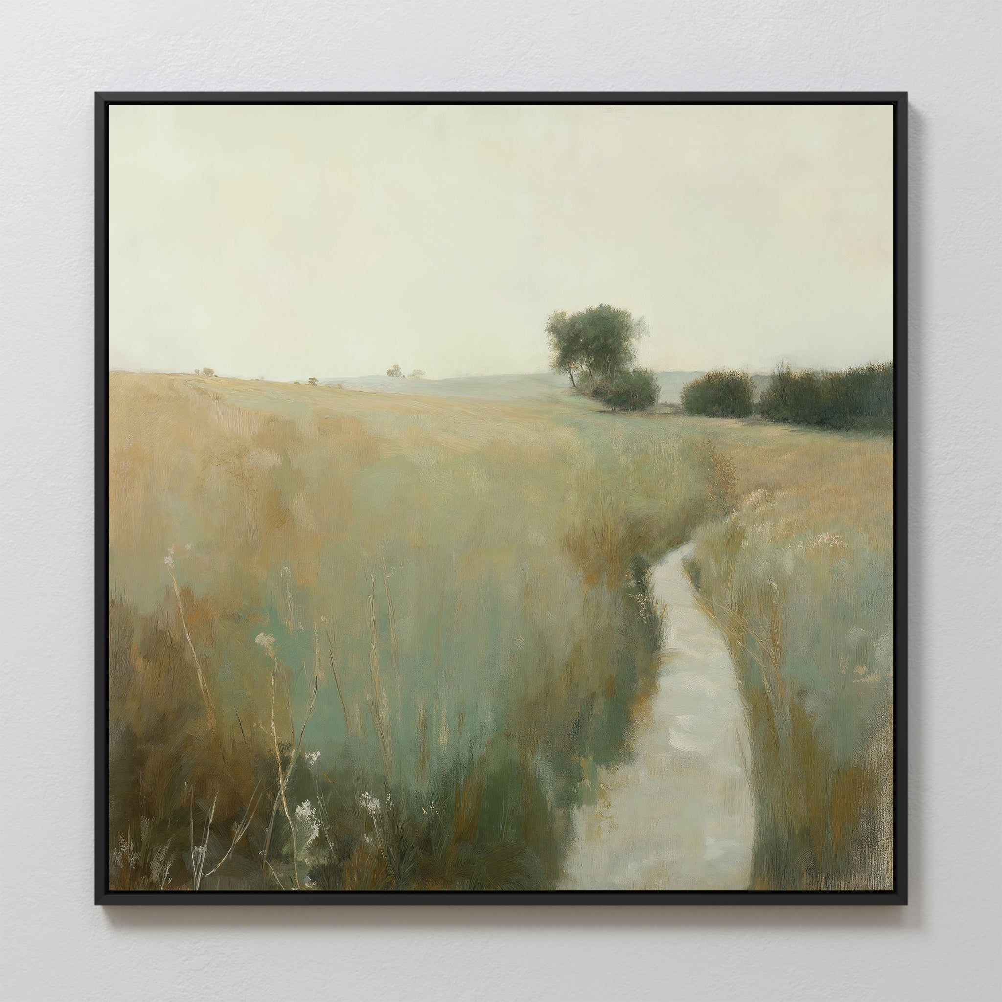 Whispering Fields at Golden Hour – green vintage canvas wall art print by Aspire Prints