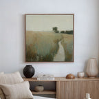 Whispering Fields at Golden Hour – green vintage canvas wall art print by Aspire Prints