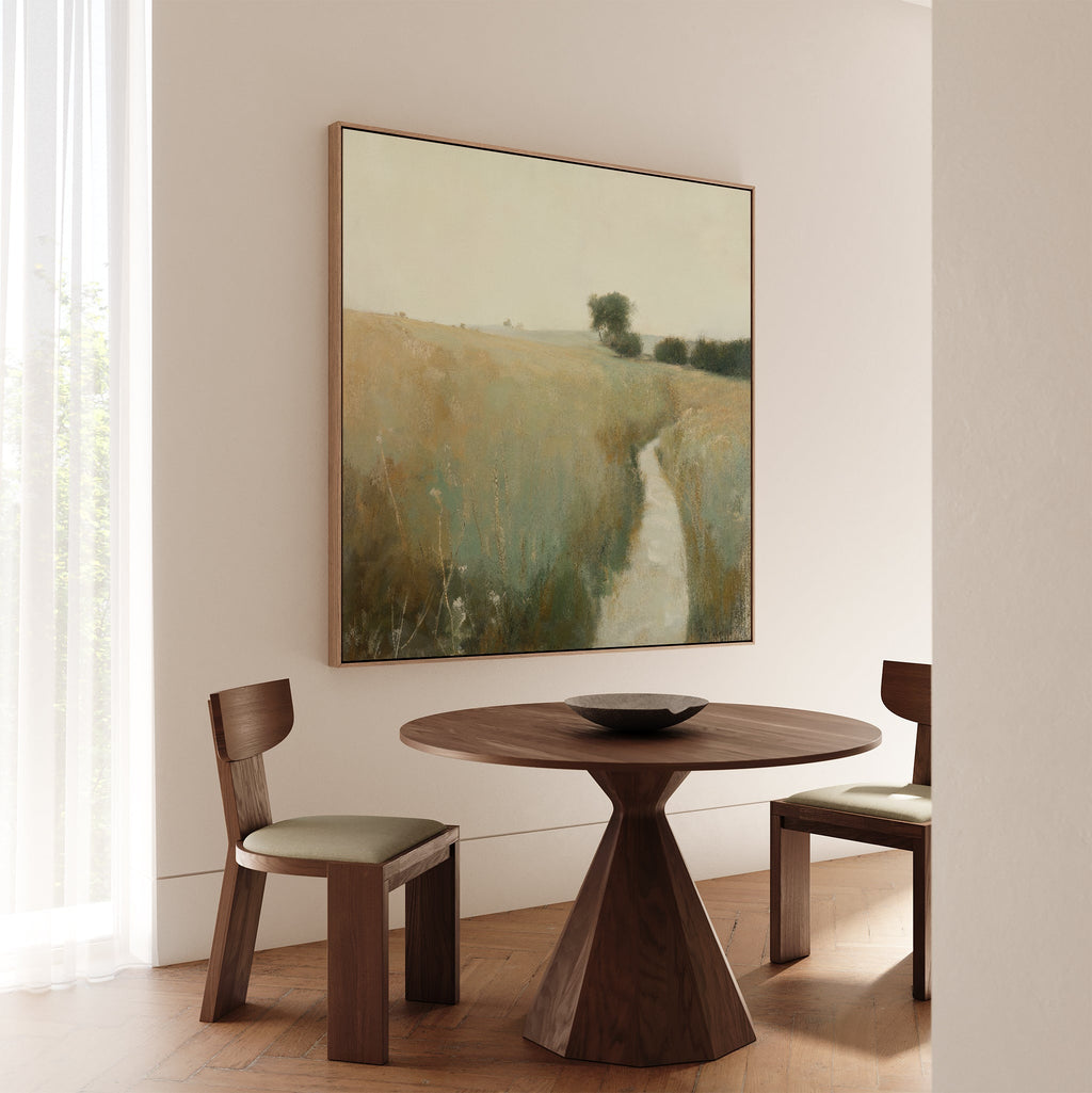 Whispering Fields at Golden Hour – green vintage canvas wall art print by Aspire Prints