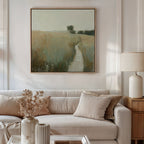 Whispering Fields at Golden Hour – green vintage canvas wall art print by Aspire Prints