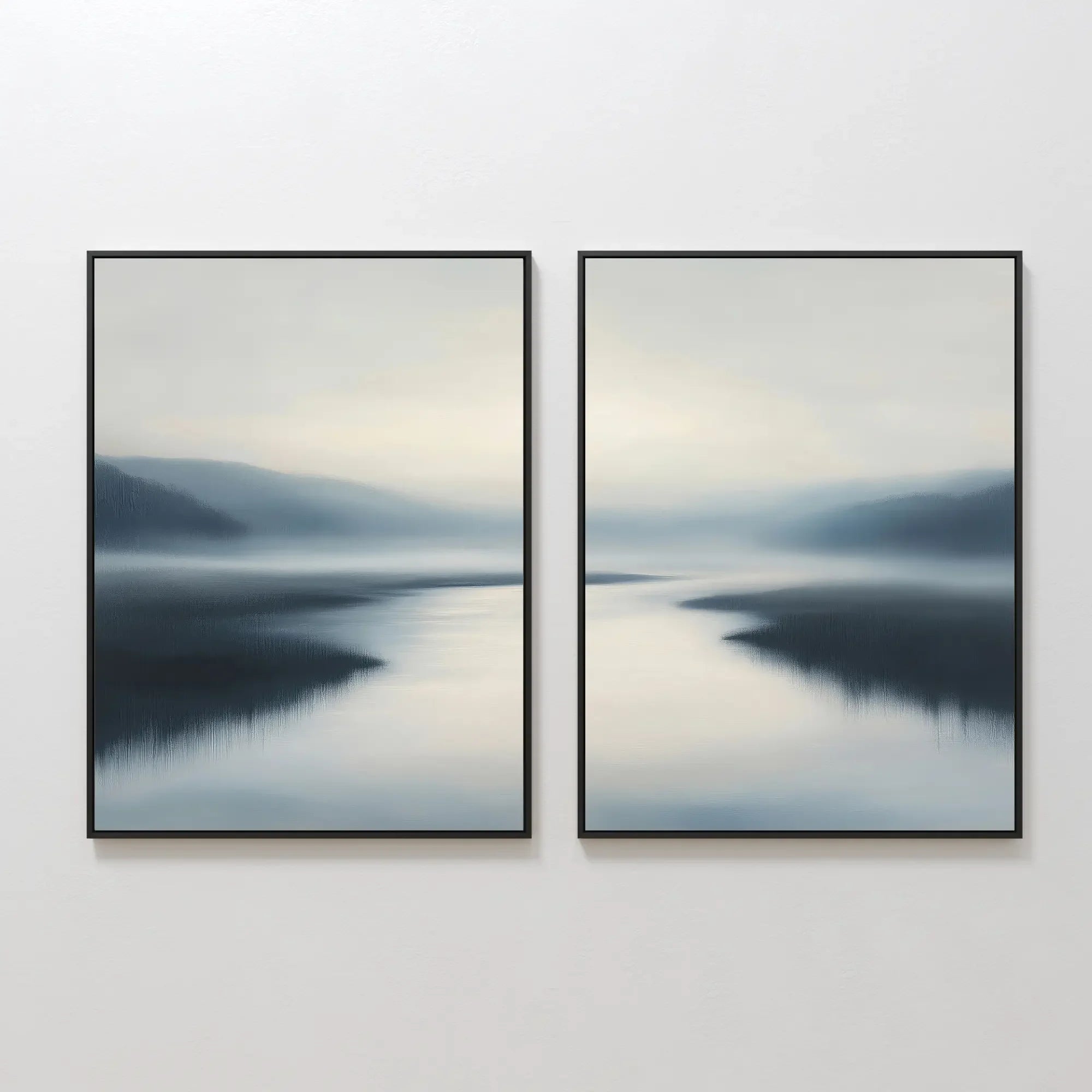 Whispers of Still Water – Set of 2 Canvas Prints set of 2 – neutral-toned coastal canvas wall art by Aspire Prints