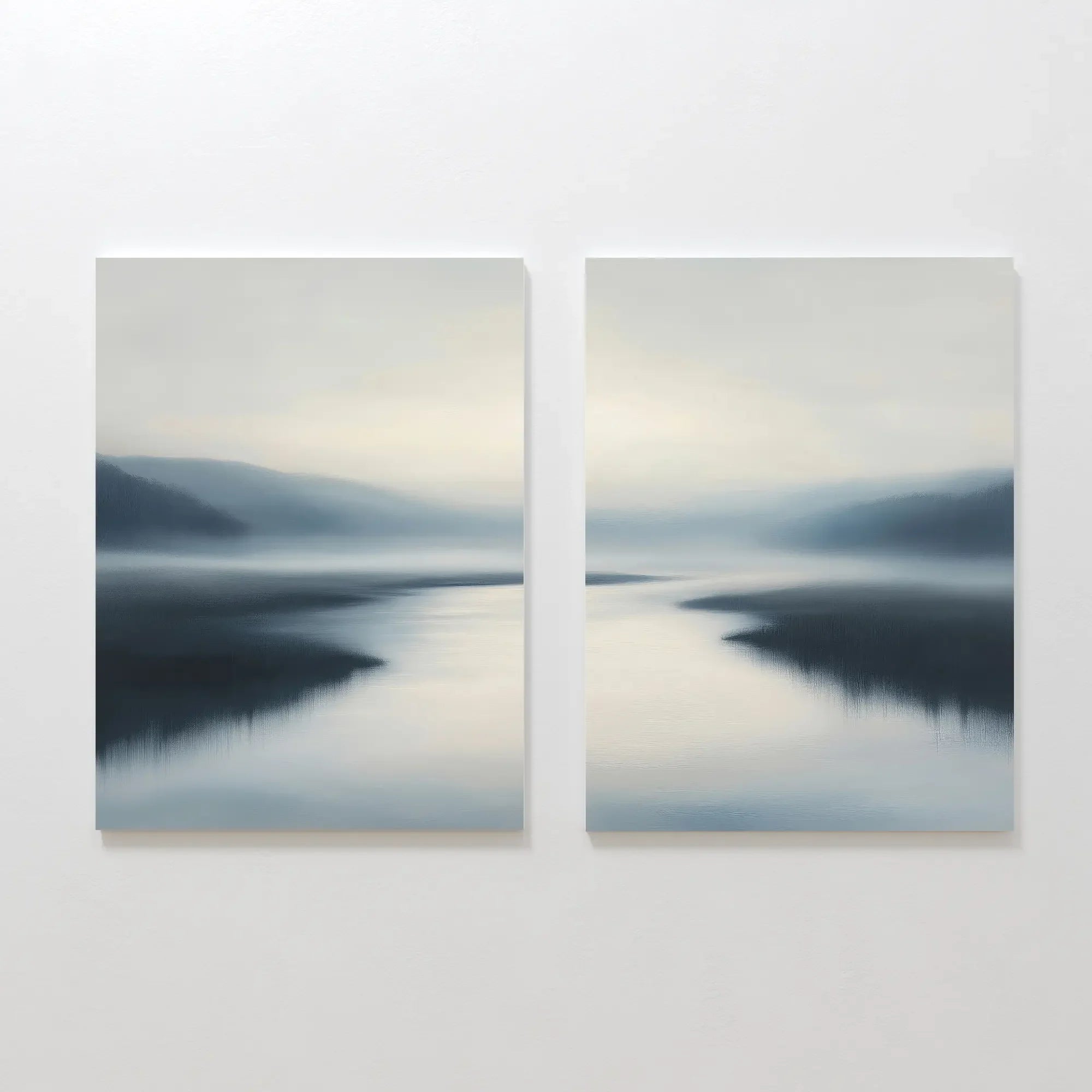 Whispers of Still Water – Set of 2 Canvas Prints set of 2 – neutral-toned coastal canvas wall art by Aspire Prints