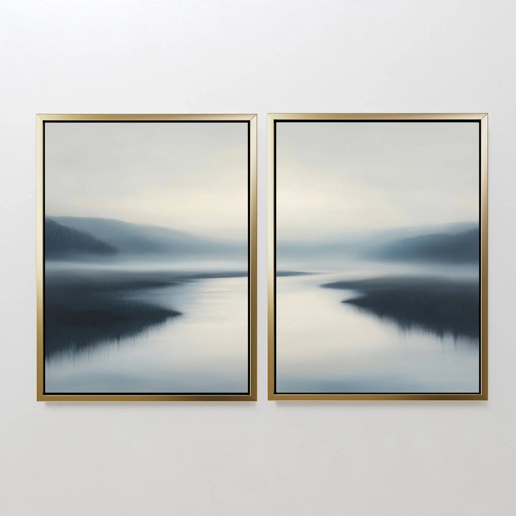 Whispers of Still Water – Set of 2 Canvas Prints set of 2 – neutral-toned coastal canvas wall art by Aspire Prints