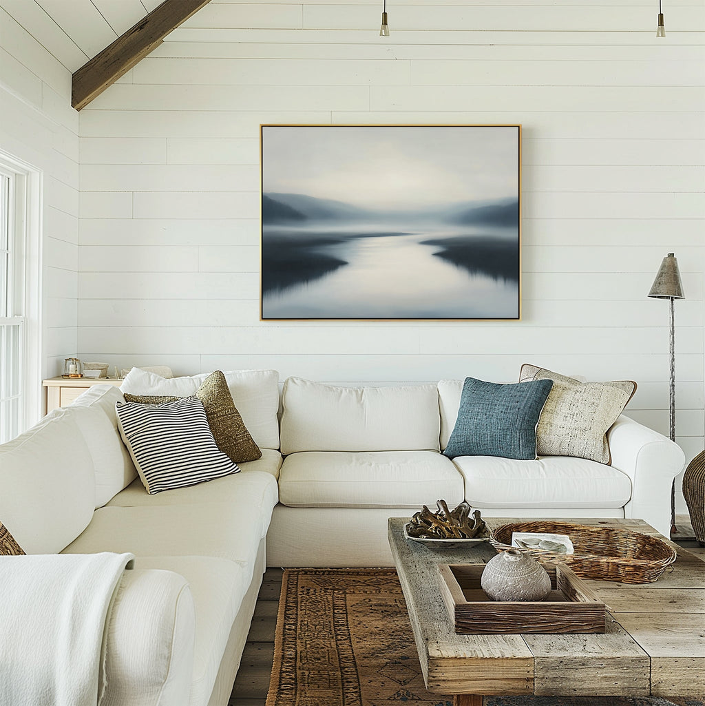 Whispering Tides – blue coastal canvas wall art print by Aspire Prints