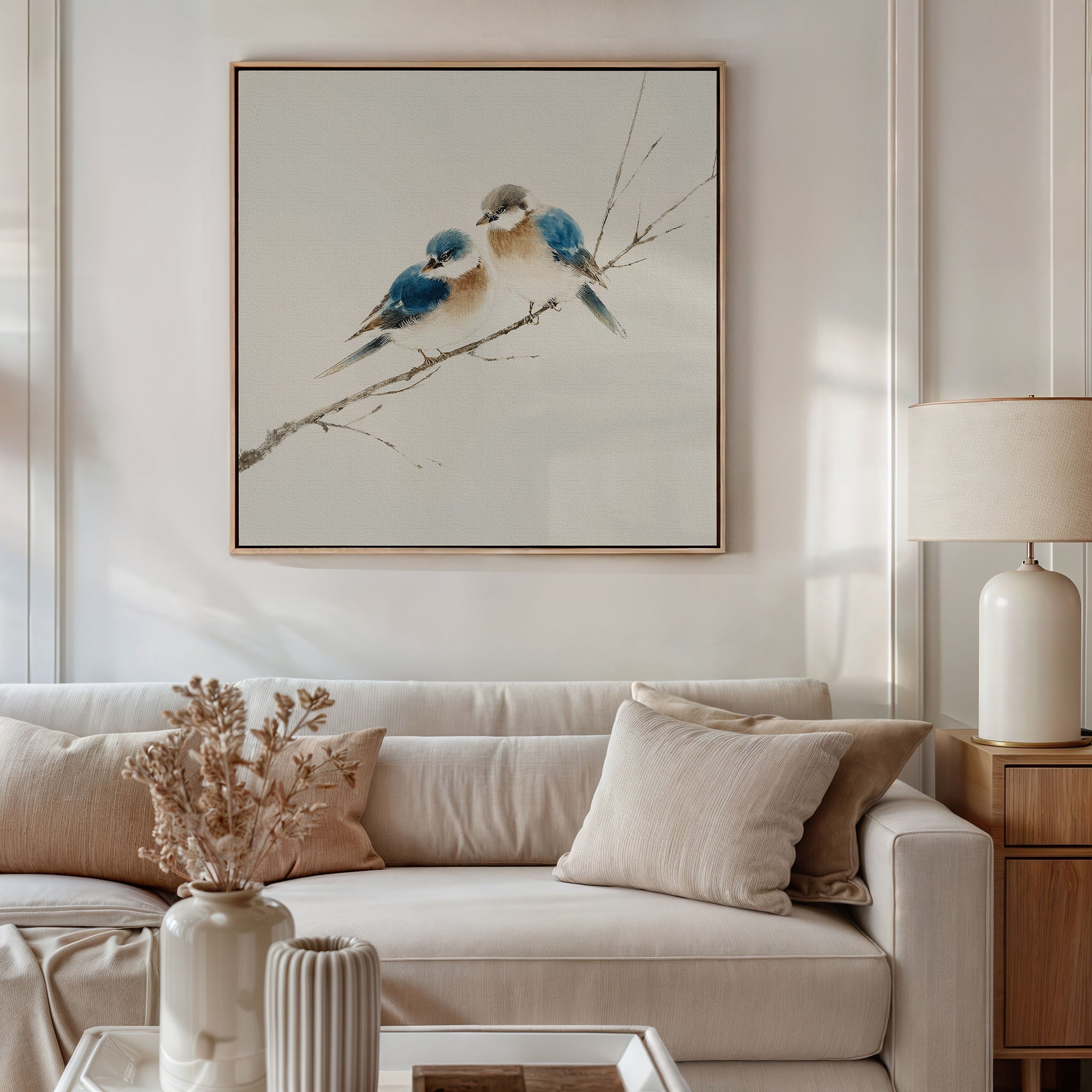 Whispers on the Willow Canvas Print – neutral-toned vintage canvas wall art print by Aspire Prints