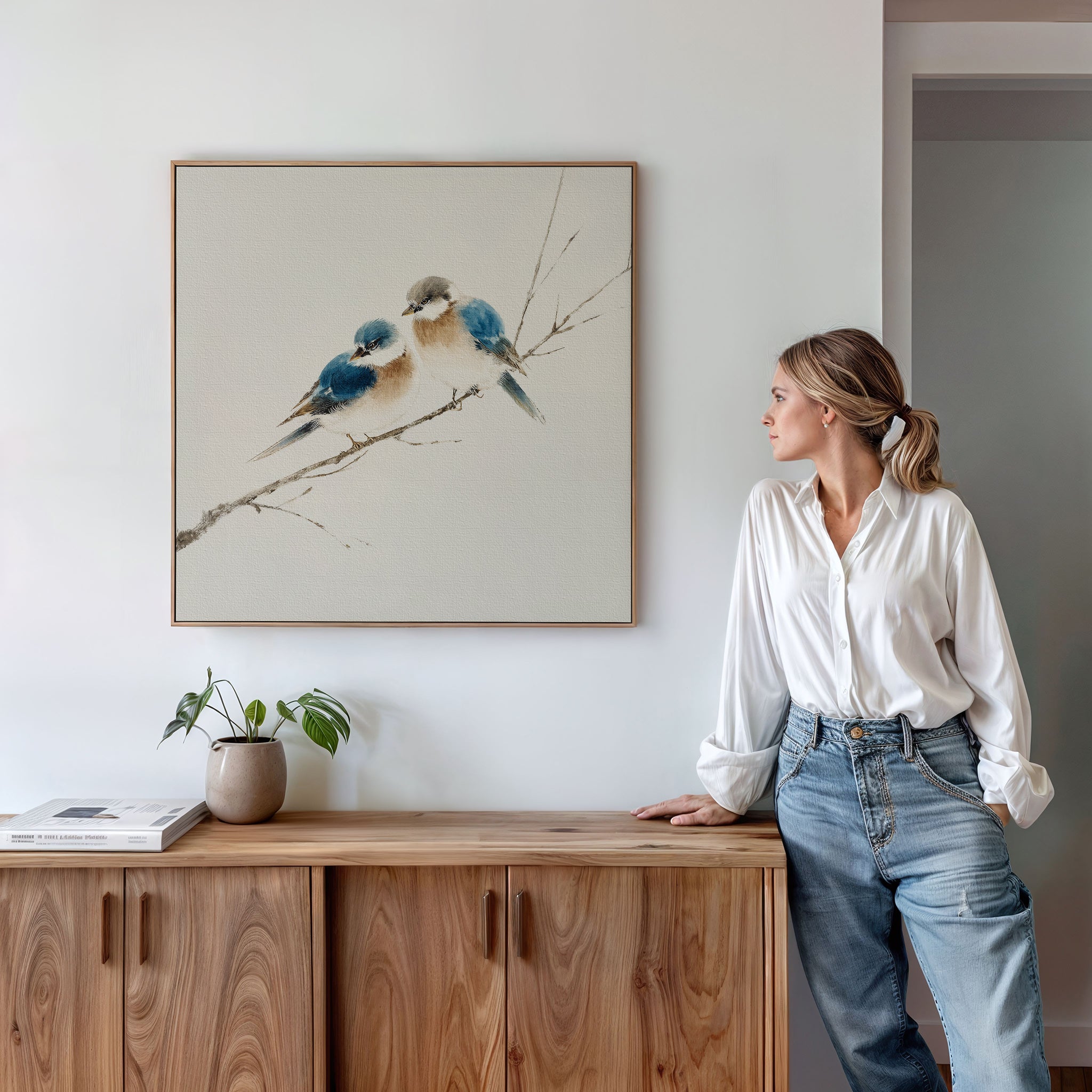 Whispers on the Willow Canvas Print – neutral-toned vintage canvas wall art print by Aspire Prints