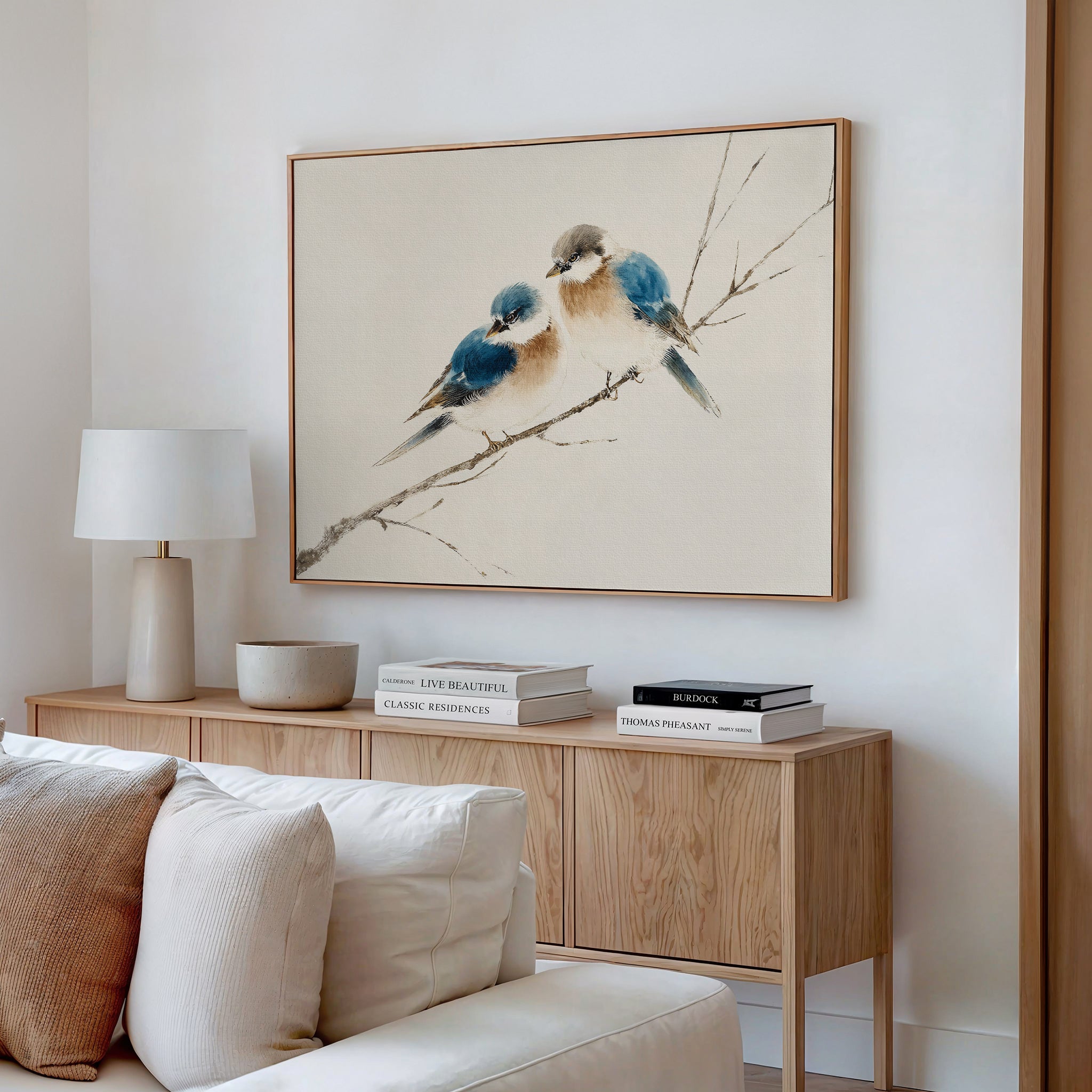 Whispers on the Bough – neutral-toned vintage canvas wall art print by Aspire Prints