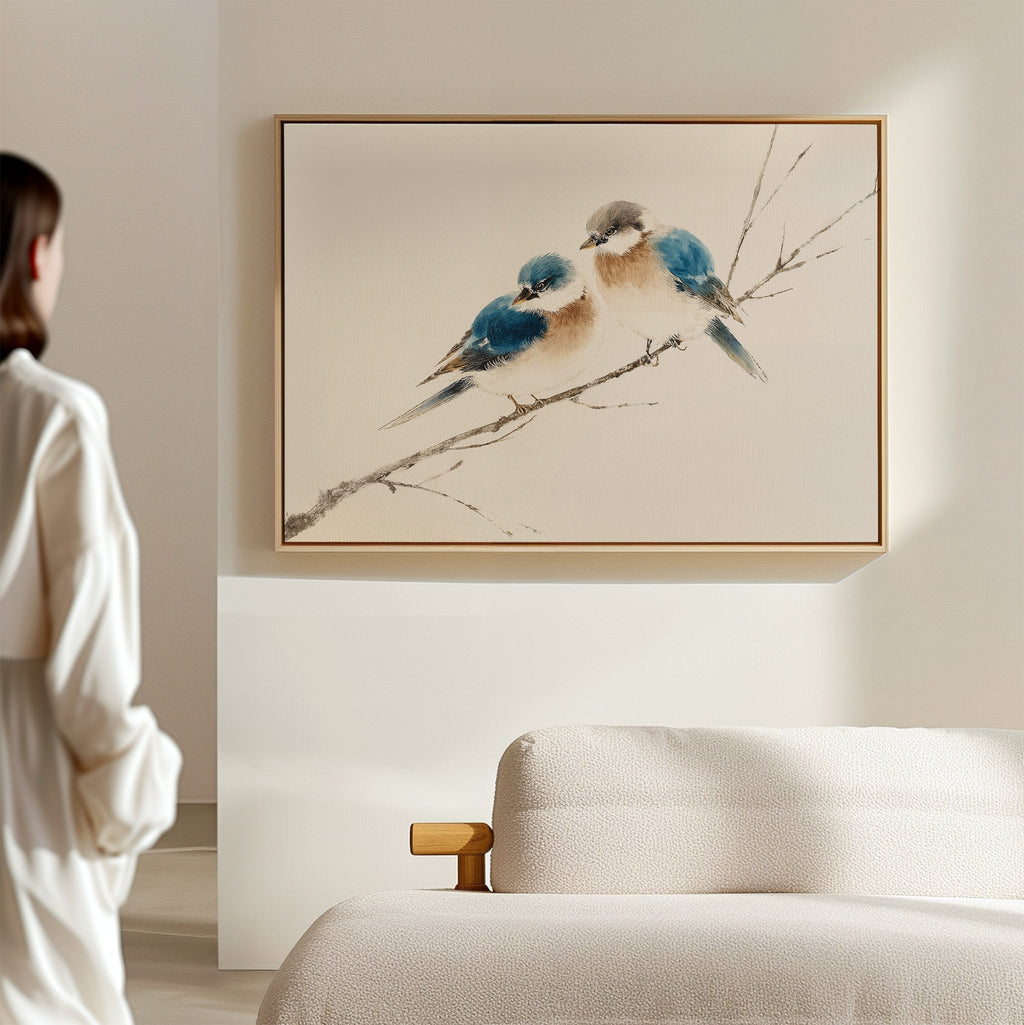 Whispers on the Bough – neutral-toned vintage canvas wall art print by Aspire Prints
