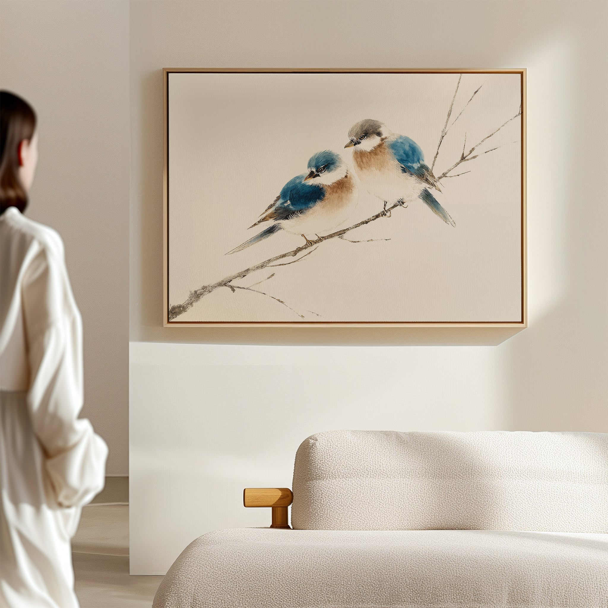 Whispers on the Bough – neutral-toned vintage canvas wall art print by Aspire Prints
