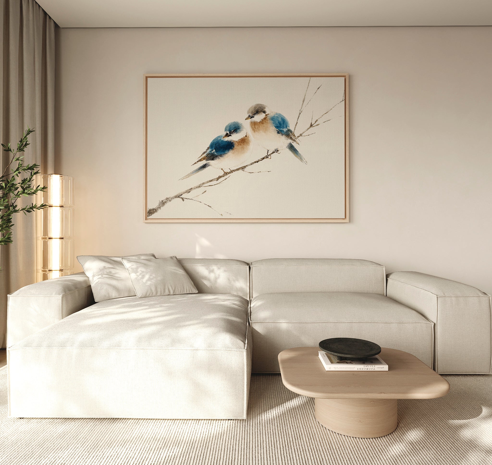 Whispers on the Bough – neutral-toned vintage canvas wall art print by Aspire Prints