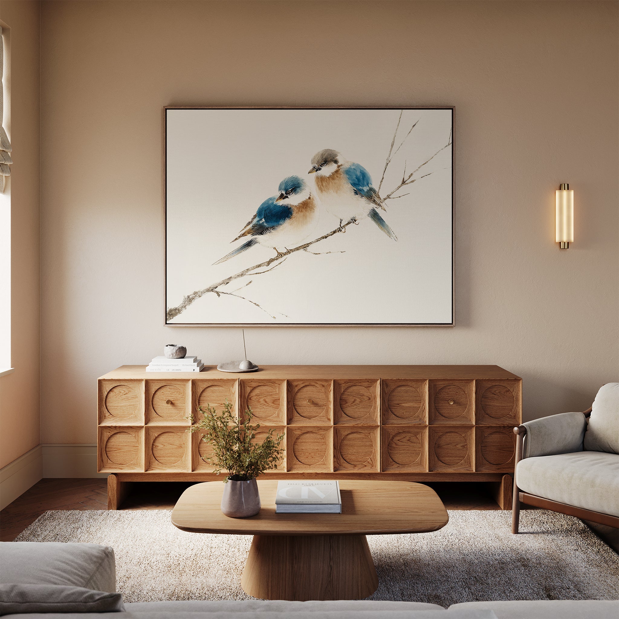Whispers on the Bough – neutral-toned vintage canvas wall art print by Aspire Prints