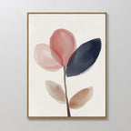 Whispered Bloom in Charcoal Dusk – blush pink botanical canvas wall art print by Aspire Prints