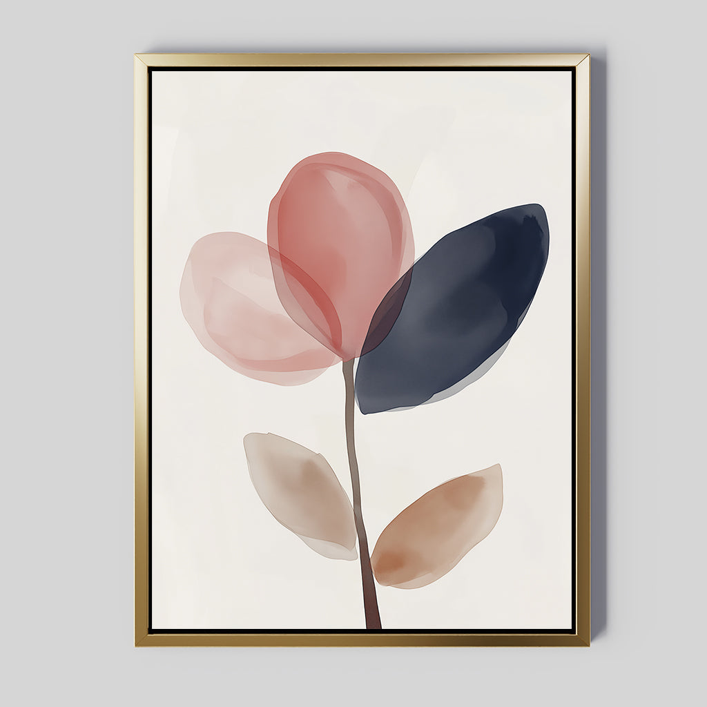 Whispered Bloom in Charcoal Dusk – blush pink botanical canvas wall art print by Aspire Prints