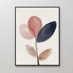 Whispered Bloom in Charcoal Dusk – blush pink botanical canvas wall art print by Aspire Prints