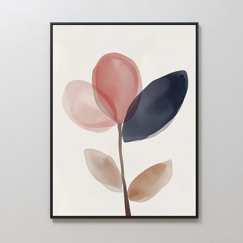 Whispered Bloom in Charcoal Dusk – blush pink botanical canvas wall art print by Aspire Prints