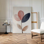 Whispered Bloom in Charcoal Dusk – blush pink botanical canvas wall art print by Aspire Prints