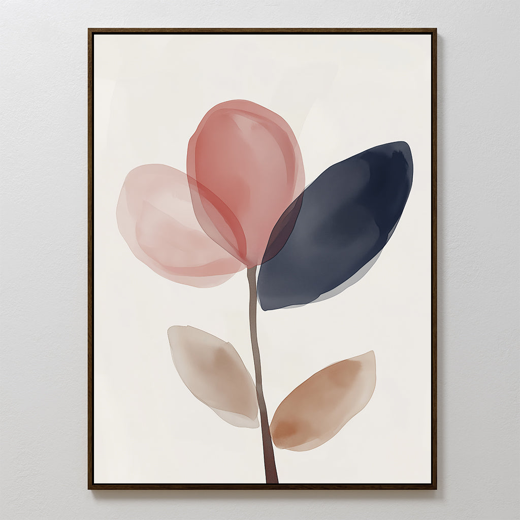 Whispered Bloom in Charcoal Dusk – blush pink botanical canvas wall art print by Aspire Prints