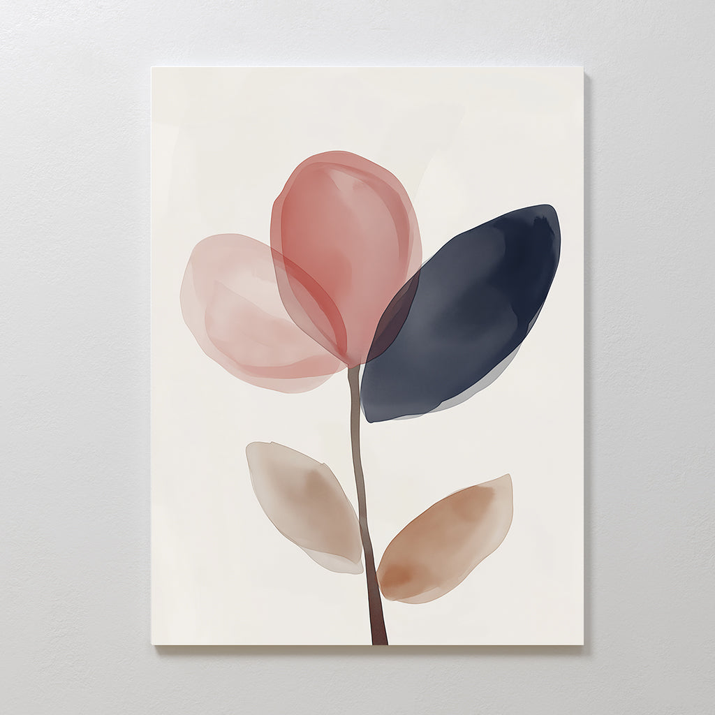 Whispered Bloom in Charcoal Dusk – blush pink botanical canvas wall art print by Aspire Prints