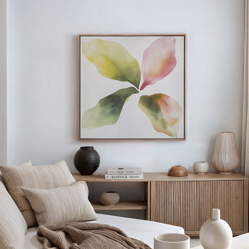 Whispers in Bloom – green botanical canvas wall art print by Aspire Prints