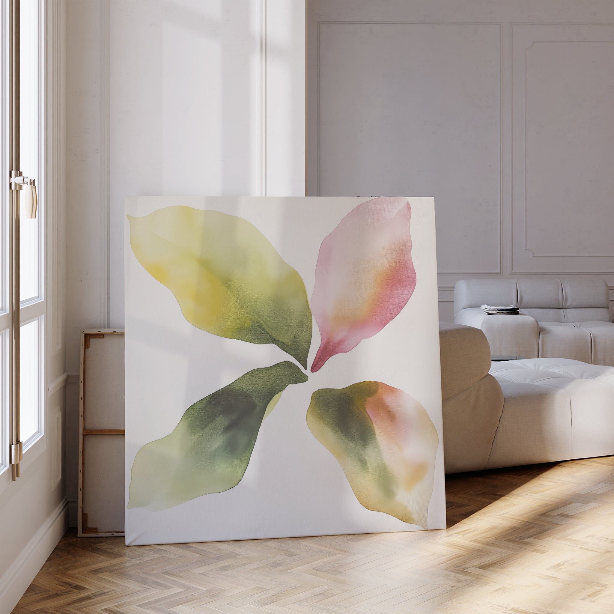 Whispers in Bloom – green botanical canvas wall art print by Aspire Prints