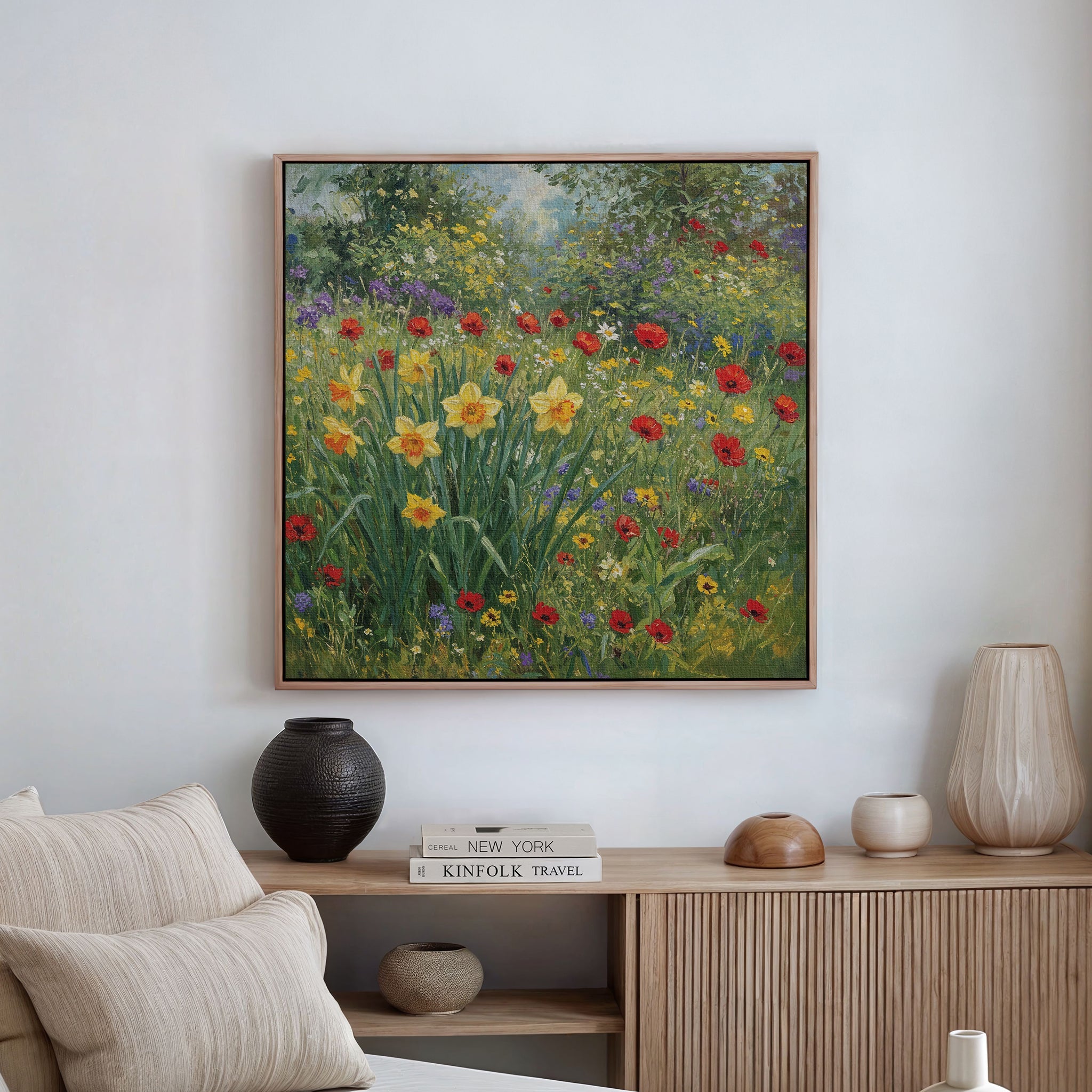 Wildflower Symphony in Bloom Canvas Print – multicolour botanical canvas wall art print by Aspire Prints
