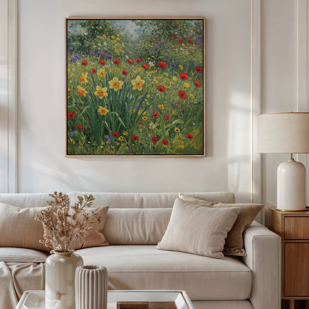 Wildflower Symphony in Bloom Canvas Print – multicolour botanical canvas wall art print by Aspire Prints