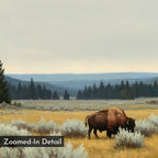 Where the Bison Roams – neutral-toned vintage canvas wall art print by Aspire Prints