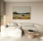 Where the Bison Roams – neutral-toned vintage canvas wall art print by Aspire Prints