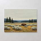 Where the Bison Roams – neutral-toned vintage canvas wall art print by Aspire Prints