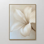 Whispering Petal – beige and white botanical canvas wall art print by Aspire Prints