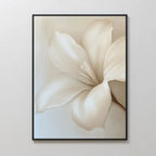 Whispering Petal – beige and white botanical canvas wall art print by Aspire Prints