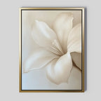 Whispering Petal – beige and white botanical canvas wall art print by Aspire Prints