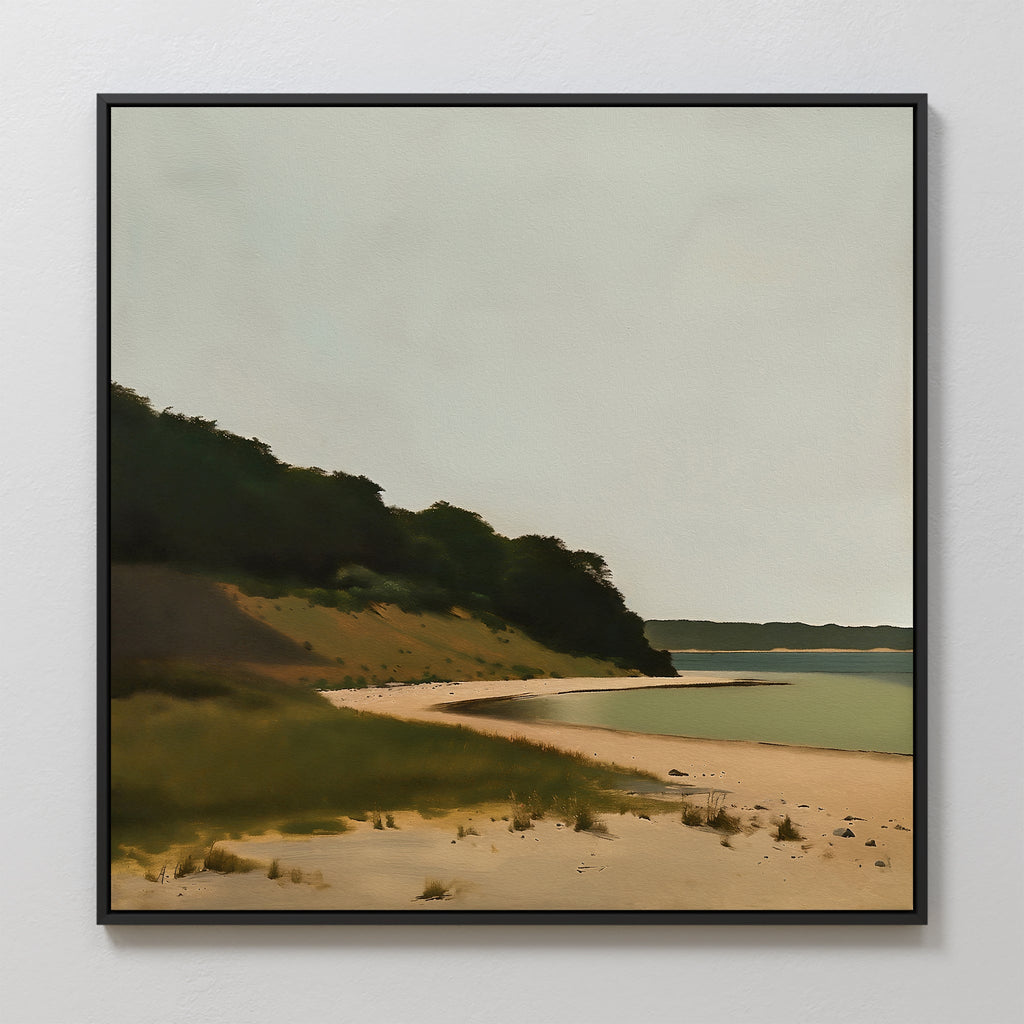 Where the Shoreline Sighs – neutral-toned vintage canvas wall art print by Aspire Prints