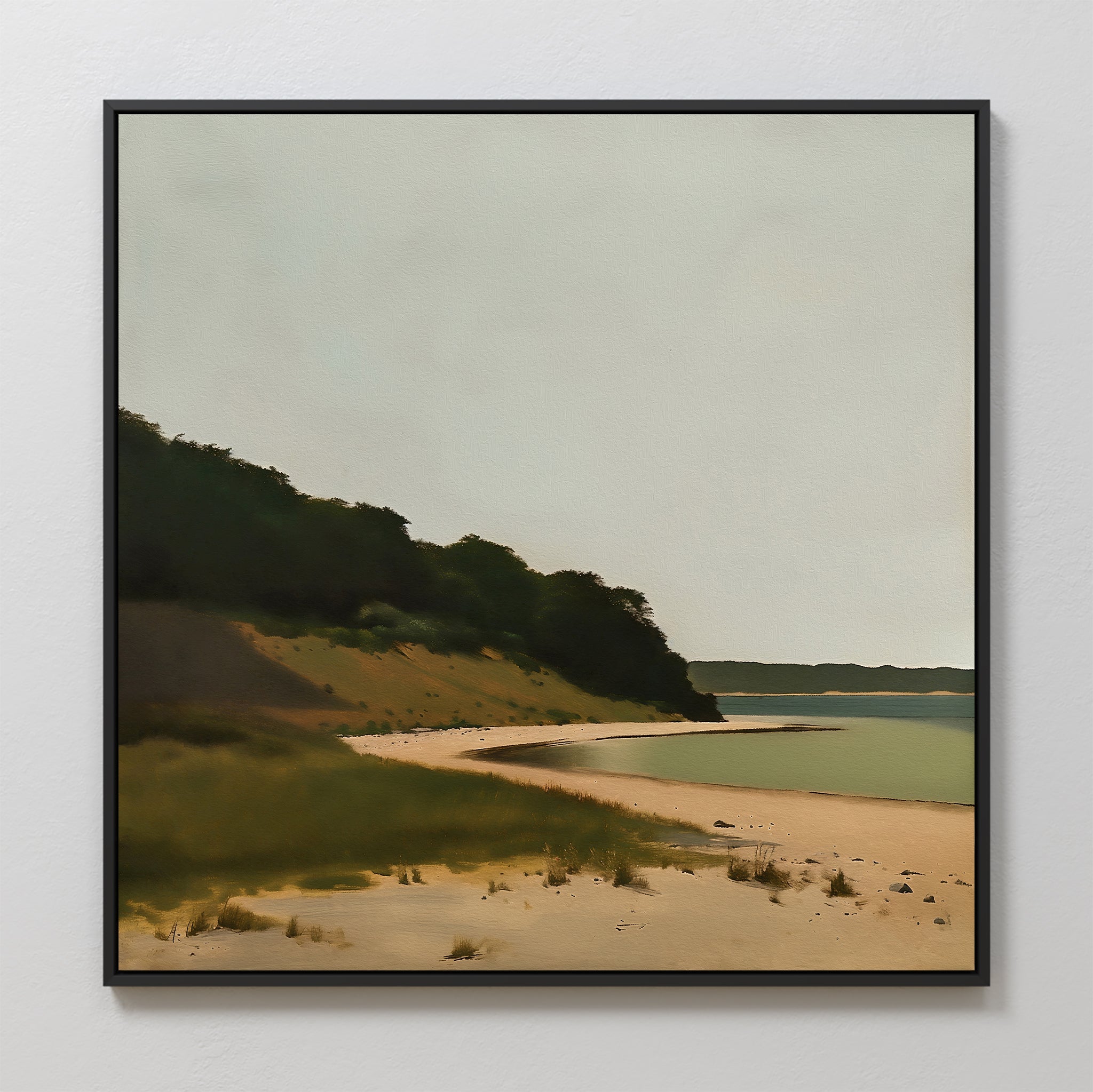 Where the Shoreline Sighs – neutral-toned vintage canvas wall art print by Aspire Prints