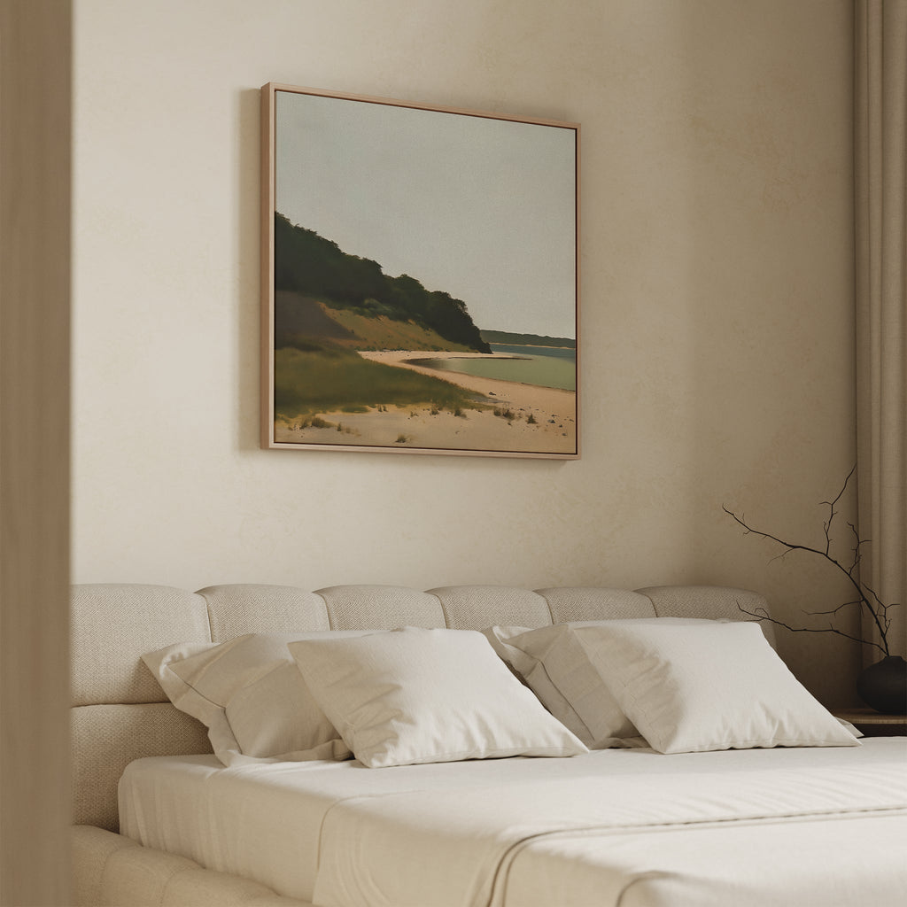 Where the Shoreline Sighs – neutral-toned vintage canvas wall art print by Aspire Prints
