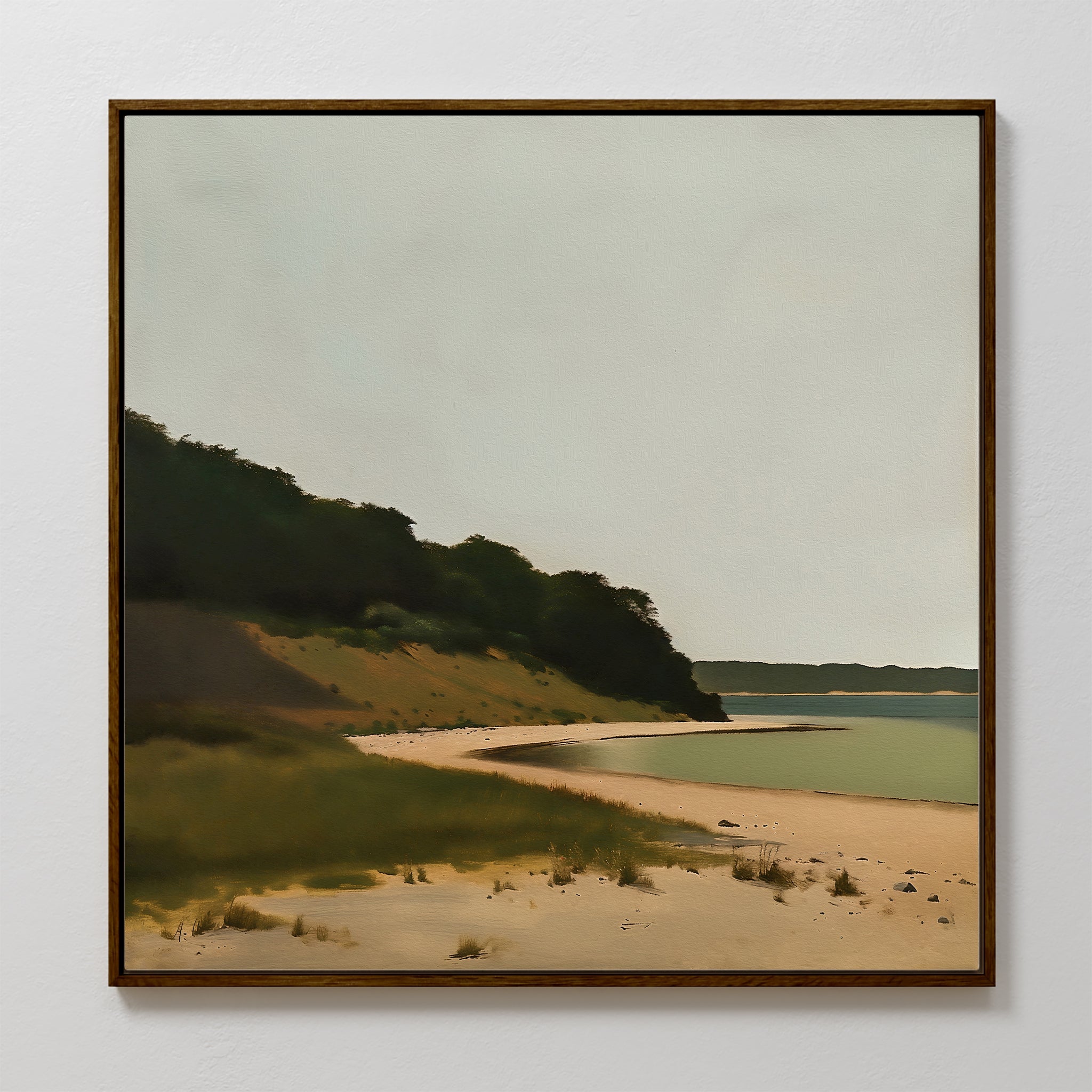 Where the Shoreline Sighs – neutral-toned vintage canvas wall art print by Aspire Prints