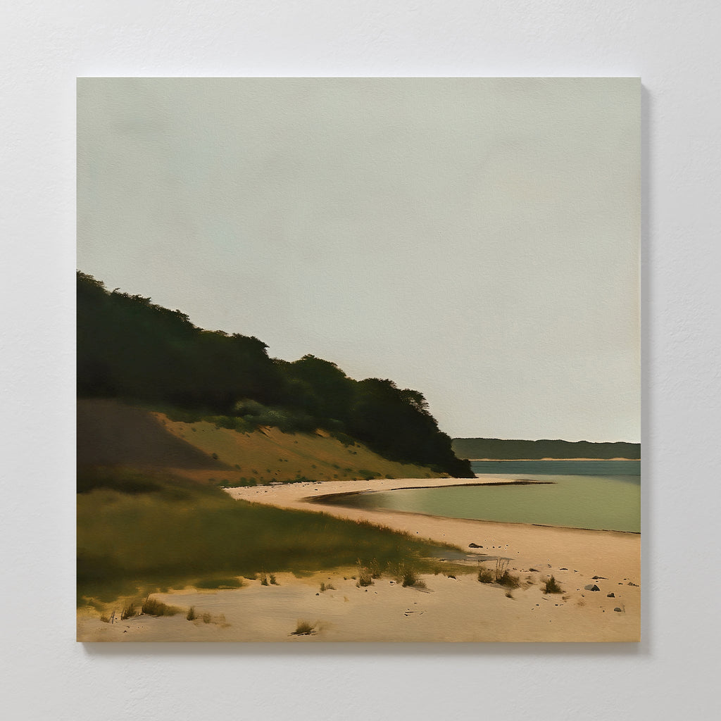Where the Shoreline Sighs – neutral-toned vintage canvas wall art print by Aspire Prints