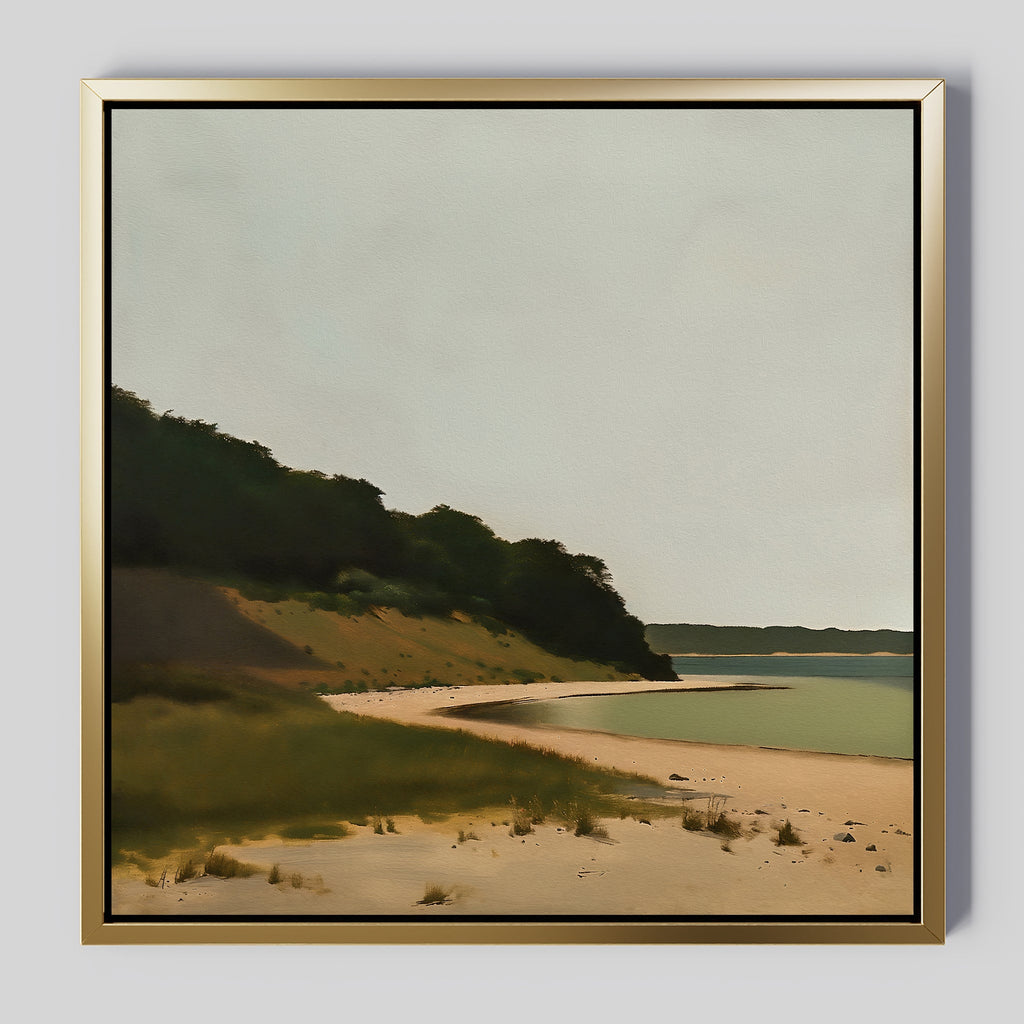 Where the Shoreline Sighs – neutral-toned vintage canvas wall art print by Aspire Prints