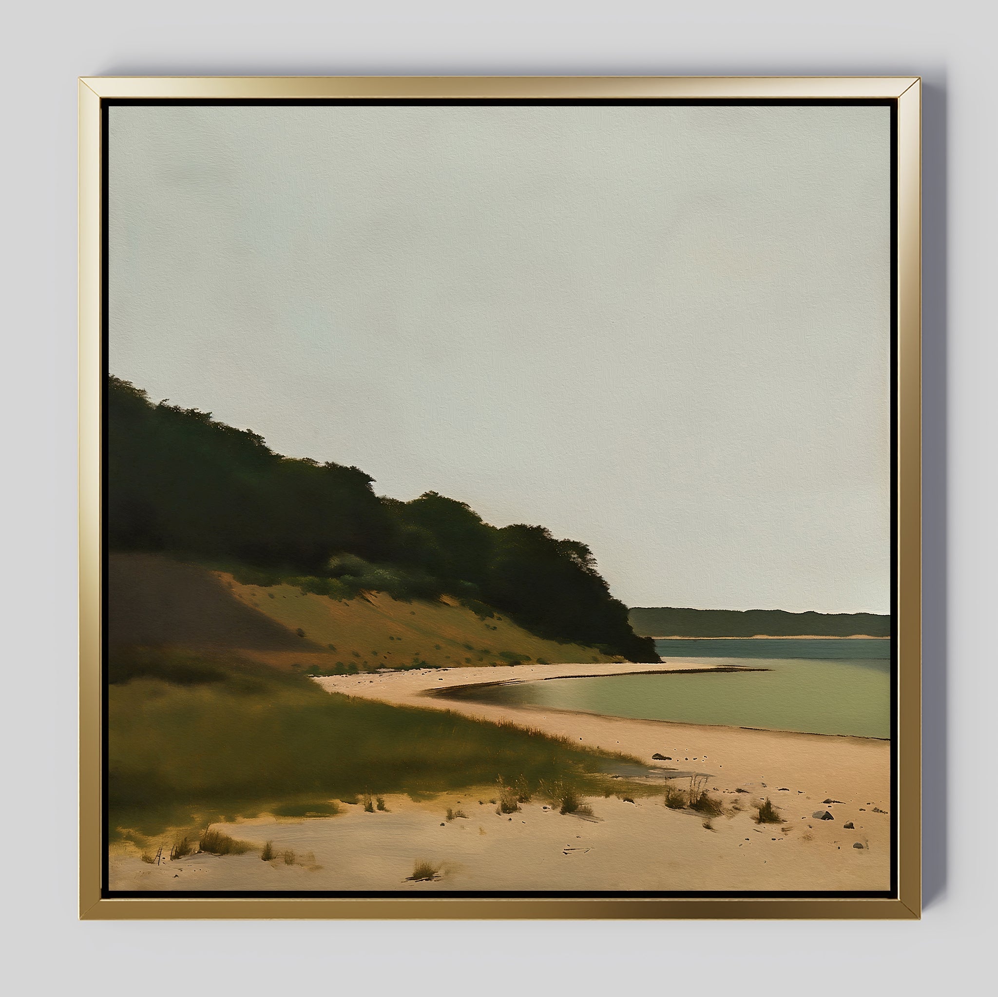 Where the Shoreline Sighs – neutral-toned vintage canvas wall art print by Aspire Prints