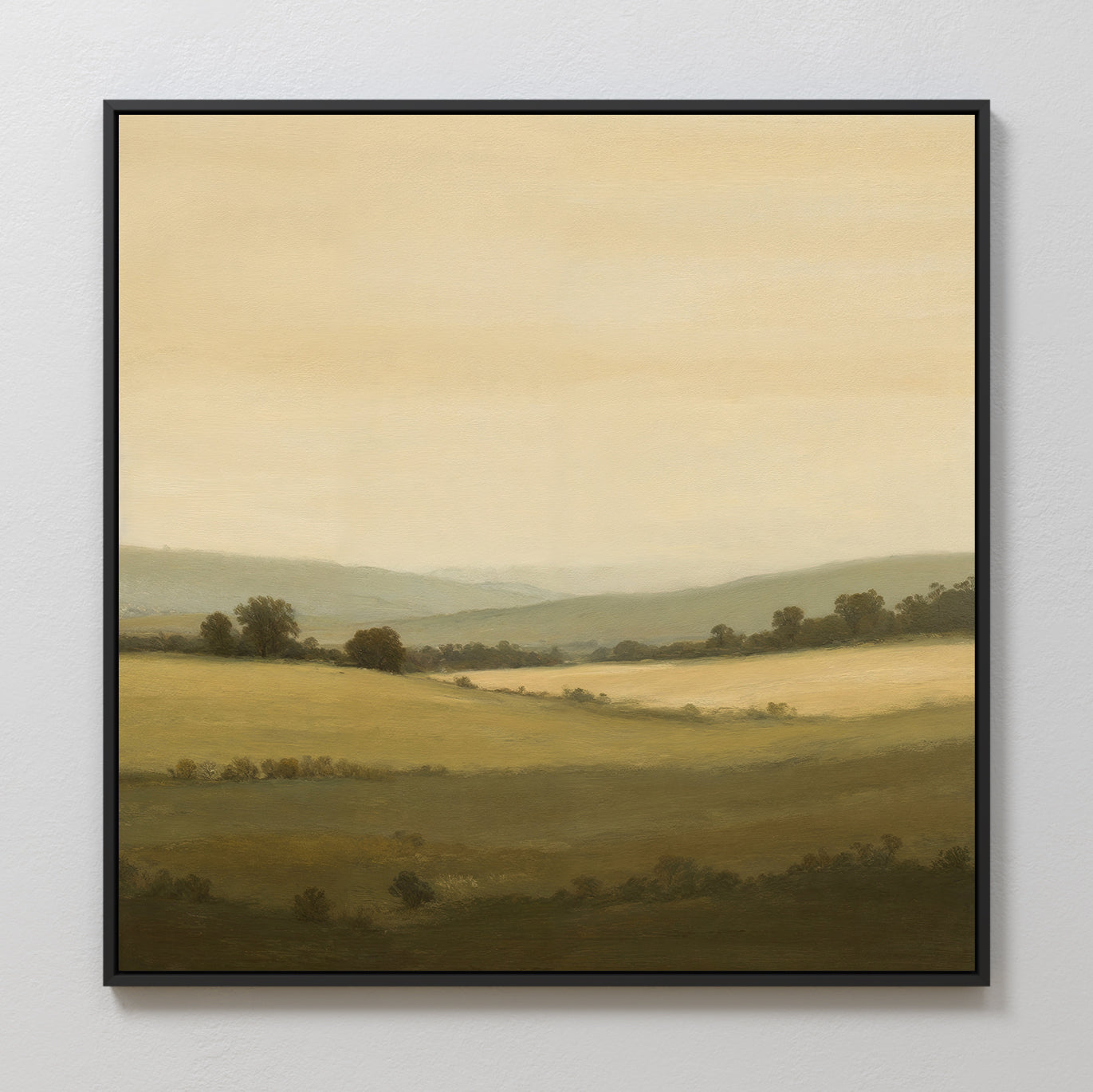 Whispering Meadows at Dawn – green vintage canvas wall art print by Aspire Prints