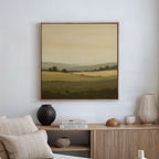 Whispering Meadows at Dawn – green vintage canvas wall art print by Aspire Prints