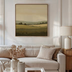 Whispering Meadows at Dawn – green vintage canvas wall art print by Aspire Prints