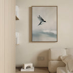 Whisper of Wings Over Misty Shores Canvas Print – neutral-toned wildlife canvas wall art print by Aspire Prints