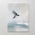 Whisper of Wings Over Misty Shores Canvas Print – neutral-toned wildlife canvas wall art print by Aspire Prints