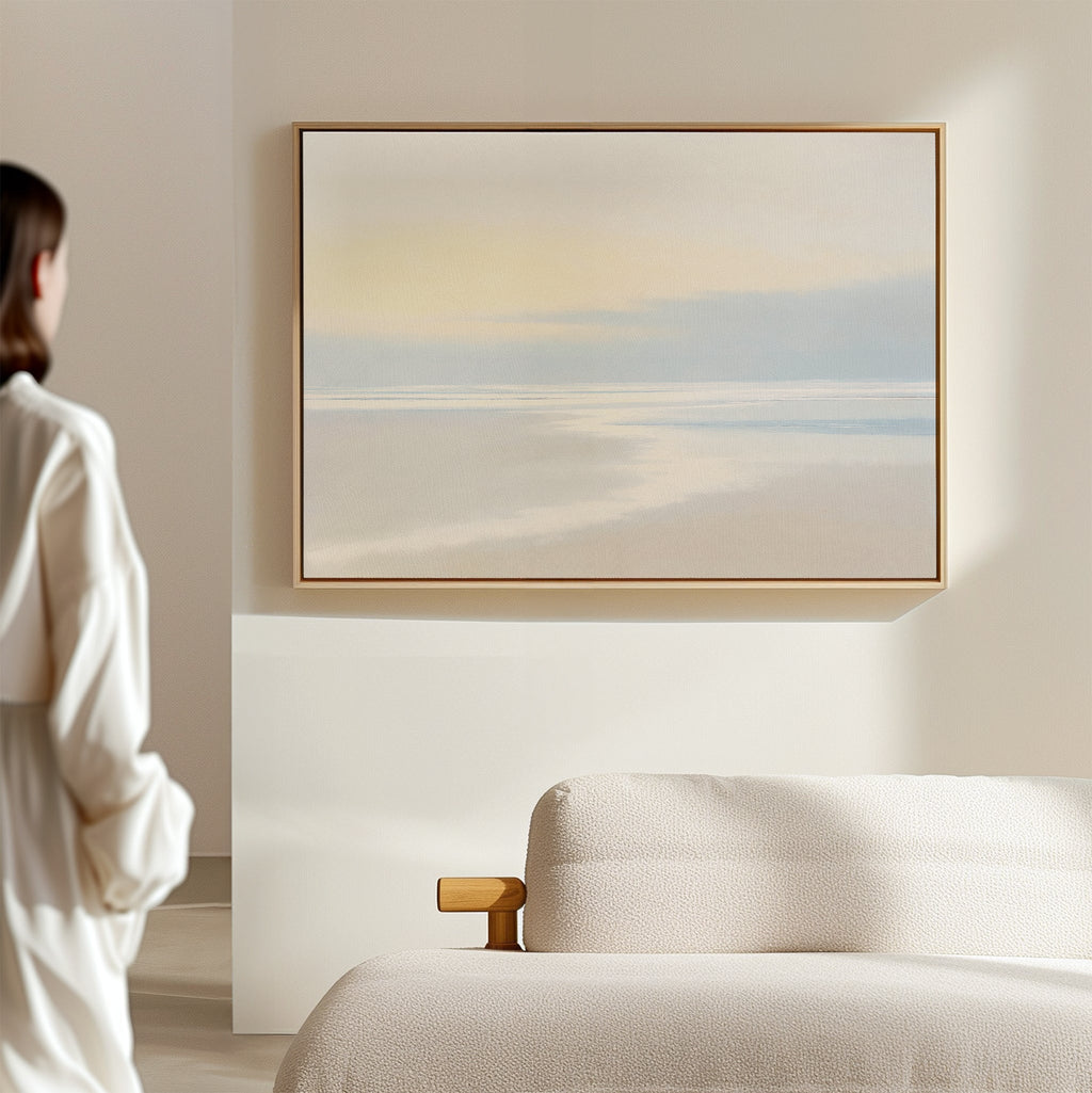 Whispering Tide at First Light – blue coastal canvas wall art print by Aspire Prints