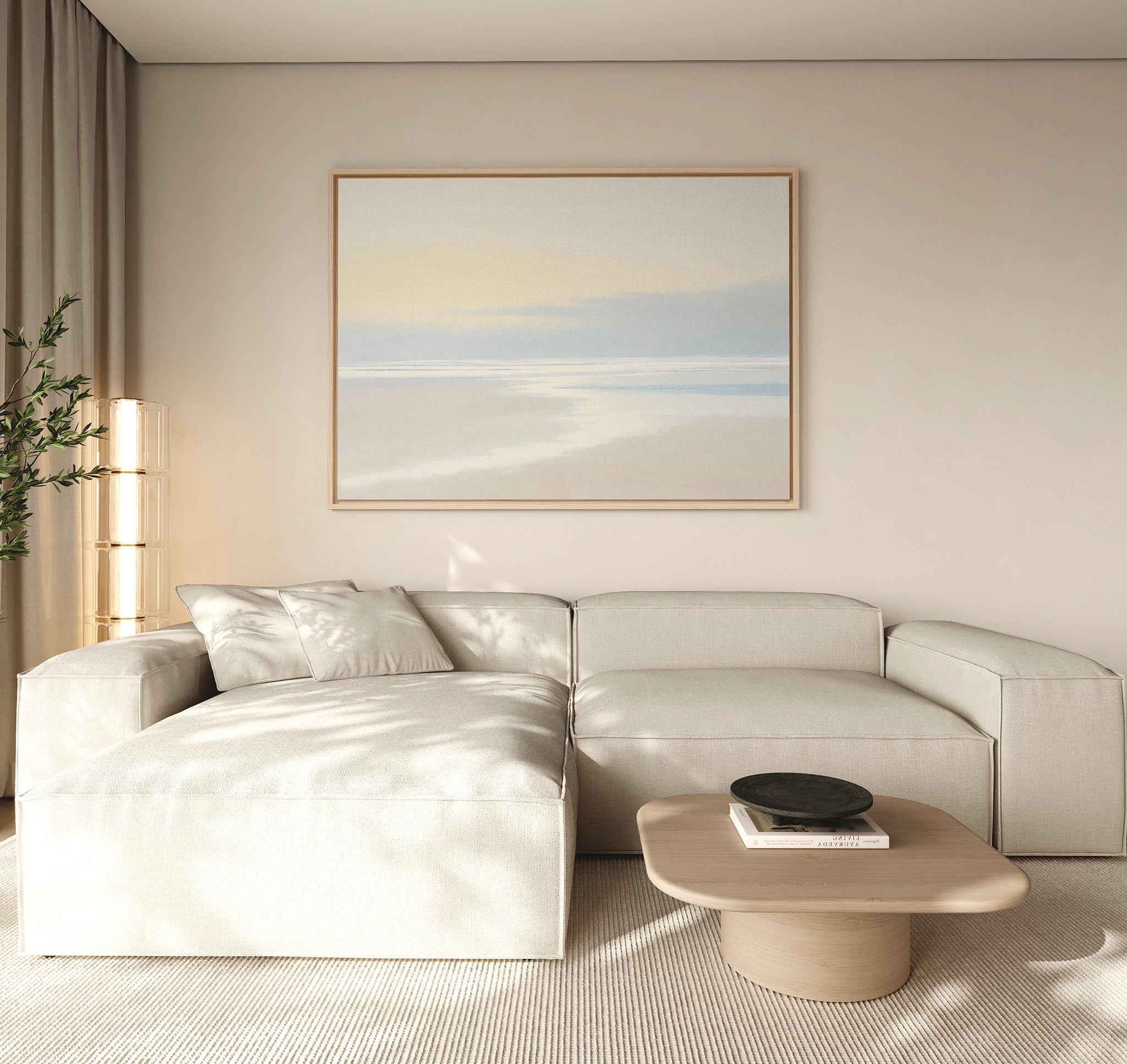 Whispering Tide at First Light – blue coastal canvas wall art print by Aspire Prints